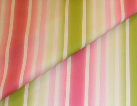 Closeup folded image of Stillwater Stripe design decor fabric color Sorbet, from Braemore Textiles Warehouse Clearance