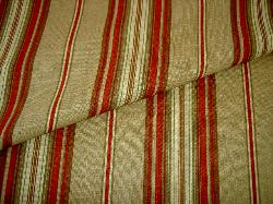 multiuse, traditional red tan brown stripe, perfect for light upholstery, drapes, curtains, pillows, duvets and interior design