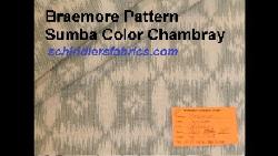Click for Video and Image page of Pattern Sumba Color Chambray medium weight woven jacquard cotton home decorating fabric, from Braemore