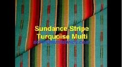 Click for video and image page of Laura & Kiran pattern Sundance Stripe Color Turquoise Multi home decor fabric