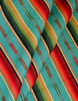 Draped curtain image of Sundance Stripe Color Turquoise Multi from Laura & Kiran
