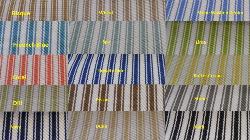 Ticking Stripe Indoor Outdoor Woven Decorator Fabric, pattern Tic, perfect for patio furniture, boat cushions, other sun exposed home decorating, high UV resistant polyester, Colors Bisque, Wheat, Stone Washed Denim, French Blue, Spa, Lime, Coral, Royalty Blue, Butter Cream, Dill, Pecan, Stone, Navy, Dune, Black