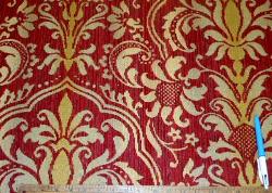 Sample of Tantalor in Color Paprika railroaded floral medallion damask Upholstery Fabric