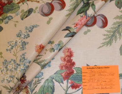 Schindler's Upholstery and Fabric Shop tag for The Peony Tree English Chintz Fabric Color Summer