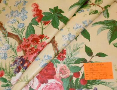 Schindler's Fabrics and Upholstery Shop tag for Discounted Color Yellow Peony Tree English Chintz Fabric