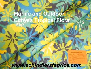 Pattern Padre Tropical Floral Navy outdoor and marine canvas color blues, yellow and white flowers