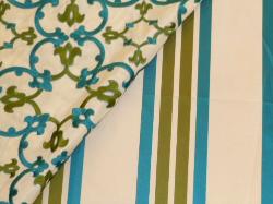 Turquoise Faux Silk Coordinates Coordinating Embroidery and Striped Fabrics