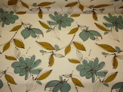 upscale high end floral print design home decor fabric in dark olive, saddle brown, dark brown on cream from MPress