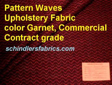 Pattern Waves Upholstery Fabric  color Garnet, Commercial Contract grade, contemporary textured wavey chevron pattern