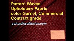 Click for video and image page of Pattern Waves Upholstery Fabric  color Garnet, Commercial Contract grade, contemporary textured wavey chevron pattern
