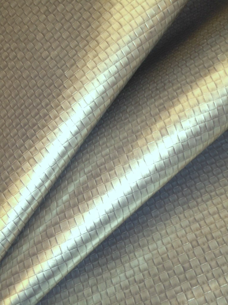 Silver Basket weave vinyl upholstery fabric