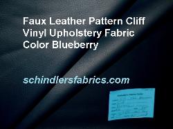 Faux Leather Pattern Cliff Color Blueberry felt backed PVC Vinyl Upholstery Fabric, Discount Outlet priced from a Warehouse Buyout shop tag