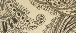 Swatch of French Paisley color Gunmetal Laura & Kiran hand printed pattern