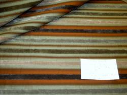 railroaded stripes with velvet accent stripes in earth tones on tan ground