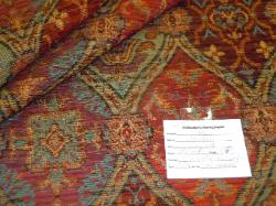 Pattern Hindley color Cayenne chenille accented  damask upholstery fabric