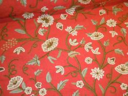 premium high end traditional Jacobean crewel wool hand embroidery on cotton ground