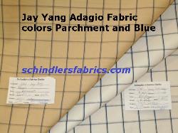 Jay Yang Pattern Adagio Drapery Fabric colors Parchment and Blue