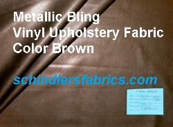 Metallic Bling Color Brown PVC Vinyl Upholstery Fabric, Discount Outlet priced from a Warehouse Buyout Shop tag