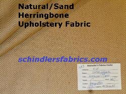 Natural/Sand Herringbone Upholstery Fabric up the roll stripe pattern