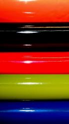 Patent Leather Vinyls by the Yard in colors Orange, Black, Red, Lime and Blue