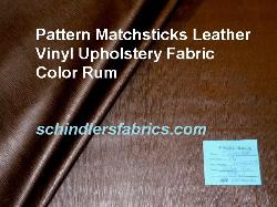 Pattern Matchsticks Leather Color Rum felt backed PVC Vinyl Upholstery Fabric, Discount Outlet priced from a Warehouse Buyout shop tag