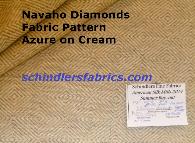 Pattern Navaho Diamonds Upholstery & Decor Fabric textured diamond embroidered geometric design, color Azure on Cream