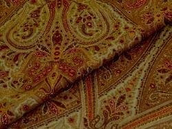 Discount Linen Blend Designer Paisley Fabric in Willow