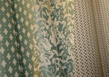 Seafoam and Spray Upholstery Coordinates Regal Fabrics patterns Aria, Maggie and Minuet poly cotton upholstery and decorating fabrics