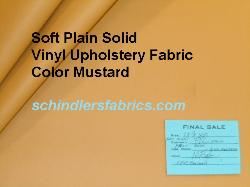 Soft Plain Solid Color Mustard felt backed PVC Vinyl Upholstery Fabric, Discount Outlet priced from a Warehouse Buyout shop tag