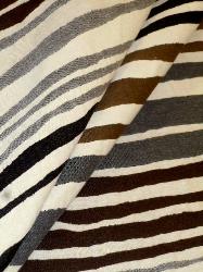 Urban Stripes Upholstery Fabric in Brown, Black & Gray railroaded stripe pattern